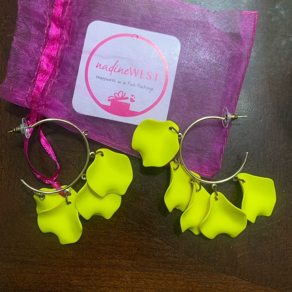 NadineWest Yellow Petal Hoop Earrings